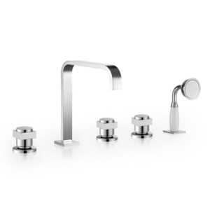 Altair F0724-BTF Vikran 9 1/4 Inch Triple Handle Deck-Mount Roman Tub Faucet Trim with Handshower