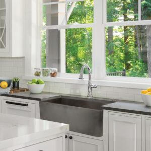 Nantucket Sinks FCFS3020S-Concrete Vineyard 30 Inch Farmhouse Fireclay Sink with Concrete Finish