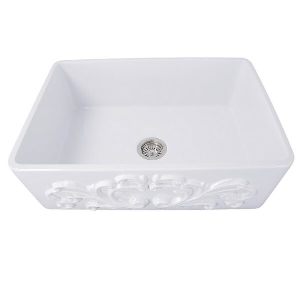 Nantucket Sinks FCFS3020S 30-Inch Farmhouse Fireclay Sink with Filigree Apron