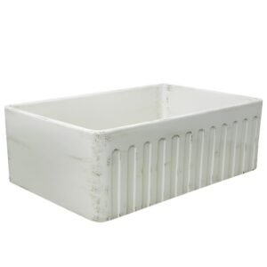 Nantucket Sinks FCFS3020S-ShabbyStraw Vineyard 30 Inch Farmhouse Fireclay Sink in Shabby Straw Finish