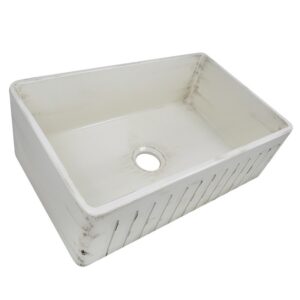 Nantucket Sinks FCFS3020S-ShabbyStraw Vineyard 30 Inch Farmhouse Fireclay Sink in Shabby Straw Finish