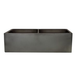 Nantucket FCFS3318D-Concrete Nantucket Sinks Vineyard 33 Inch Double Bowl Farmhouse Fireclay Sink with Concrete Finish