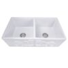 Nantucket Sinks FCFS3318D-Filigree Double Bowl Farmhouse Fireclay Sink with Filigree Apron