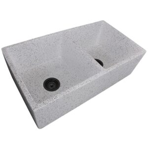 Nantucket Sinks FCFS3318D-PietraSarda Vineyard Double Bowl Farmhouse Fireclay Sink in Pietra Sarda Finish