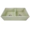 Nantucket Sinks FCFS3318D-ShabbyGreen Vineyard Double Bowl Farmhouse Fireclay Sink in Shabby Green Finish