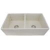 Nantucket Sinks FCFS3318D-ShabbyStraw Vineyard Double Bowl Farmhouse Fireclay Sink in Shabby Straw Finish