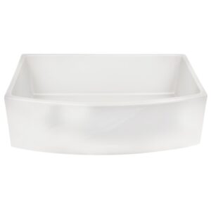 Nantucket Sinks FCFS3320CA-W Vineyard 33 Inch White Farmhouse Fireclay Sink with Curved Apron