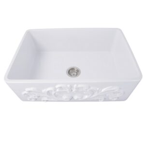 Nantucket Sinks FCFS3320S-Filigree 33-Inch Farmhouse Fireclay Sink with Filigree Apron