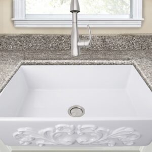 Nantucket Sinks FCFS3320S-Filigree 33-Inch Farmhouse Fireclay Sink with Filigree Apron