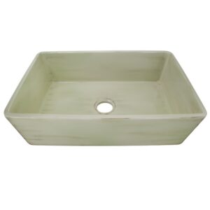 Nantucket Sinks FCFS3320S-ShabbyGreen Vineyard 33 Inch Farmhouse Fireclay Sink in Shabby Green Finish