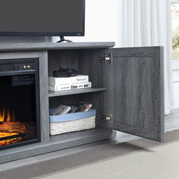 Manhattan Comfort Franklin 60" Fireplace with 2 Doors in Grey