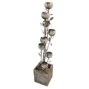 Design Toscano FU71751 14 Inch Abstract Floral Metal Tower Fountain