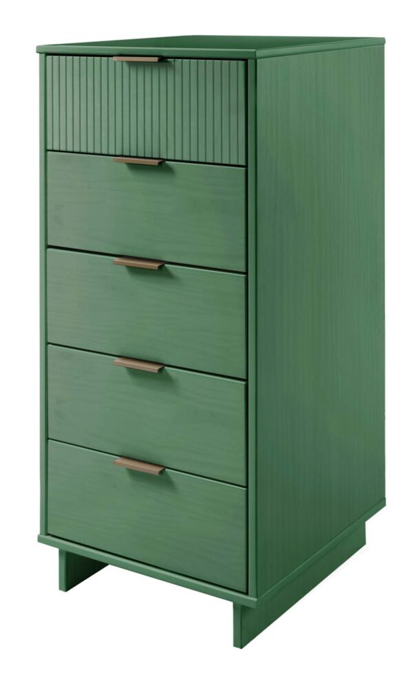 Manhattan Comfort 2-Piece Granville Modern Solid Wood Tall Narrow and Standard Dresser Set in Sage Green