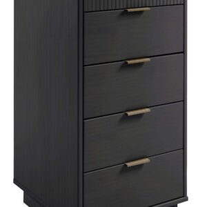 Manhattan Comfort 2-Piece Granville Modern Solid Wood Tall Narrow and Standard Dresser Set in Dark Grey