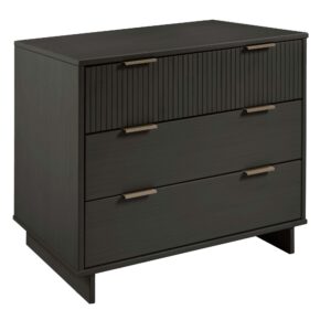 Manhattan Comfort 2-Piece Granville Modern Solid Wood Tall Chest and Standard Dresser Set in Dark Grey