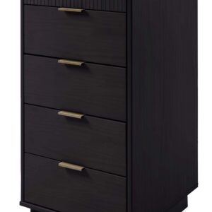 Manhattan Comfort 3-Piece Granville Modern Solid Wood Tall Narrow Chest, Double Dresser Set and Standard Dresser Set in Black