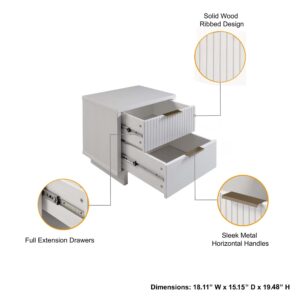 Manhattan Comfort 2-Piece Granville Modern Solid Wood Standard Dresser and Nightstand Set in White