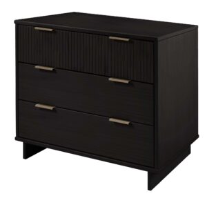 Manhattan Comfort 2-Piece Granville Modern Solid Wood Standard Dresser and Nightstand Set in Black