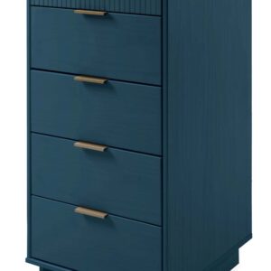 Manhattan Comfort 3-Piece Granville Modern Solid Wood Standard Dresser, Tall Narrow Chest and Nightstand Set in Midnight Blue