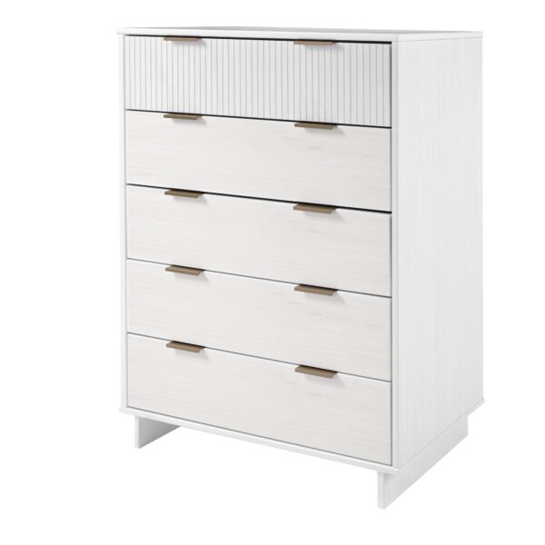 Manhattan Comfort 2-Piece Granville Modern Solid Wood Tall Chest and Double Dresser Set in White