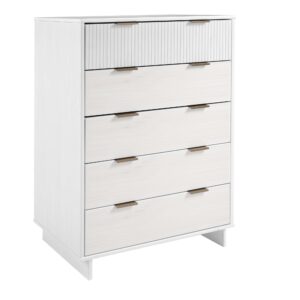 Manhattan Comfort 2-Piece Granville Modern Solid Wood Tall Chest and Double Dresser Set in White