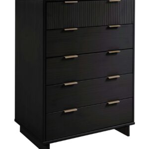 Manhattan Comfort 2-Piece Granville Modern Solid Wood Tall Chest and Double Dresser Set in Black