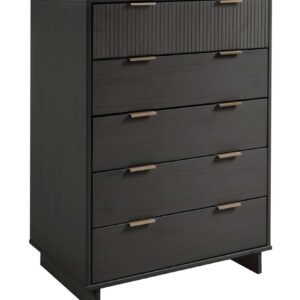 Manhattan Comfort 2-Piece Granville Modern Solid Wood Tall Chest and Double Dresser Set in Dark Grey