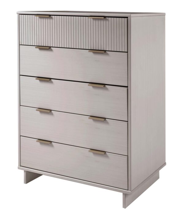 Manhattan Comfort 2-Piece Granville Modern Solid Wood Tall Chest and Double Dresser Set in Light Grey