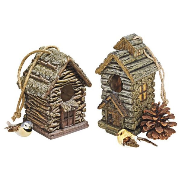 Design Toscano HF933088 Backwoods Bird House Collection, Set of Two