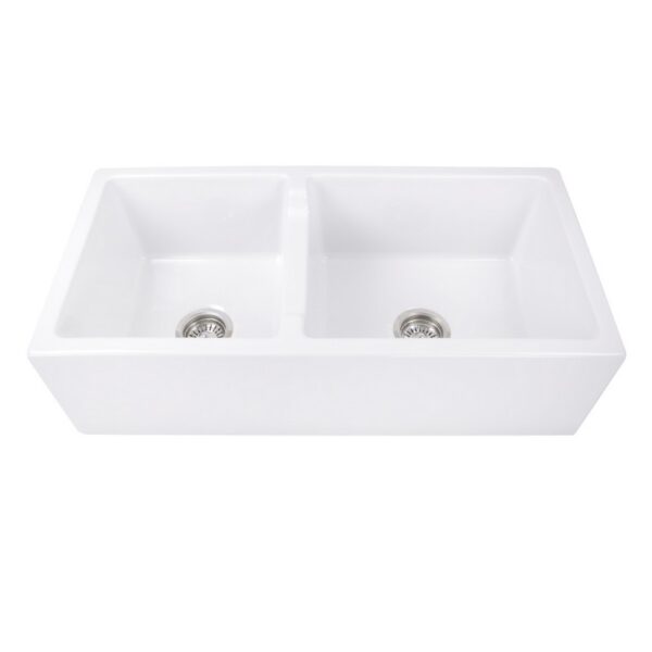 Nantucket Sinks Hyannis-36-DBL Cape 60/40 Double Bowl Farmhouse Apron Fireclay Sink