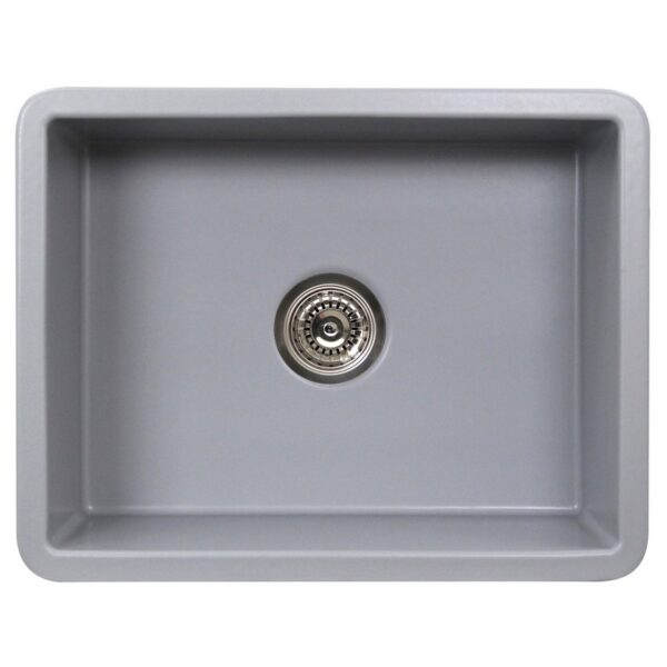 Nantucket Sinks ISFC24GR-SB1 Island 23 1/2 Inch Single Bowl Fireclay Dualmount Kitchen Sink - Matte Grey