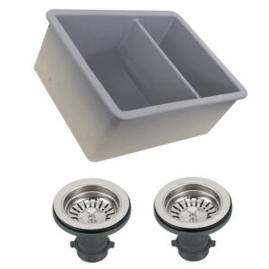 Nantucket Sinks ISFC24x18-DB2 Island 23 1/2 Inch Double Bowl Fireclay Dualmount Kitchen Sink