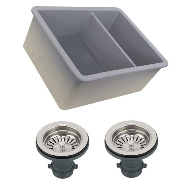 Nantucket Sinks ISFC24x18-DB2 Island 23 1/2 Inch Double Bowl Fireclay Dualmount Kitchen Sink