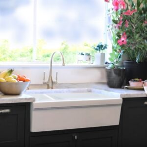 Nantucket Sinks ISFCGW35X19DBSO Island 35 1/2 Inch Double Bowl Fireclay Undermount and Apron Kitchen Sink - White