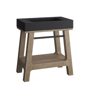 James Martin JM 165-V31.5-WTB Auburn 31 3/8 Inch Weathered Timber Console Vanity with Black Matte Mineral Composite Top