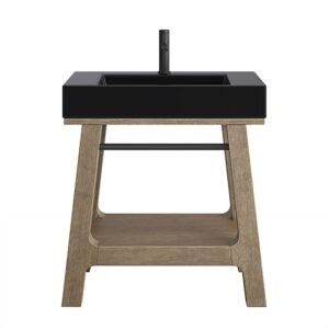 James Martin JM 165-V31.5-WTB Auburn 31 3/8 Inch Weathered Timber Console Vanity with Black Matte Mineral Composite Top