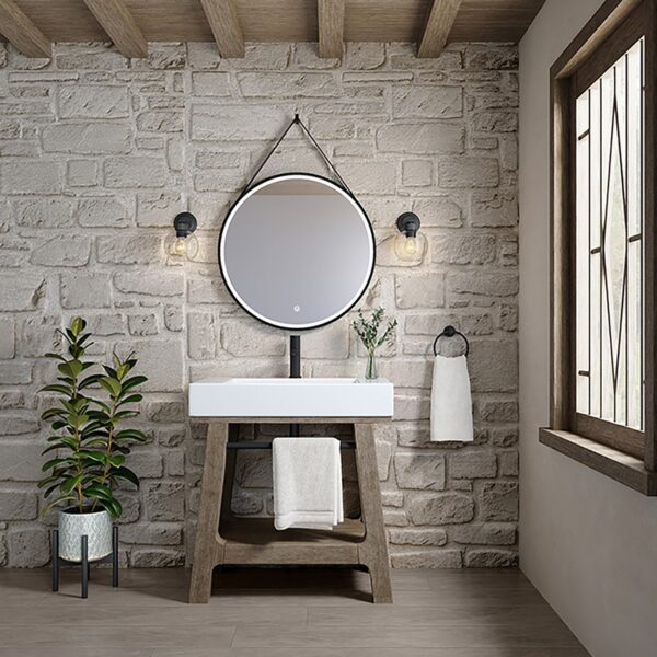 James Martin JM 165-V31.5-WTB Auburn 31 3/8 Inch Weathered Timber Console Vanity with Black Matte Mineral Composite Top