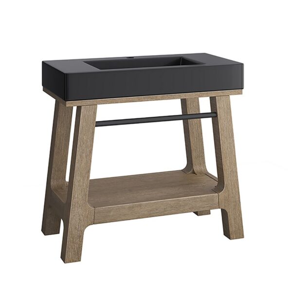 James Martin JM 165-V36-WTB Auburn 35 7/8 Inch Weathered Timber Console Vanity with Black Matte Mineral Composite Top