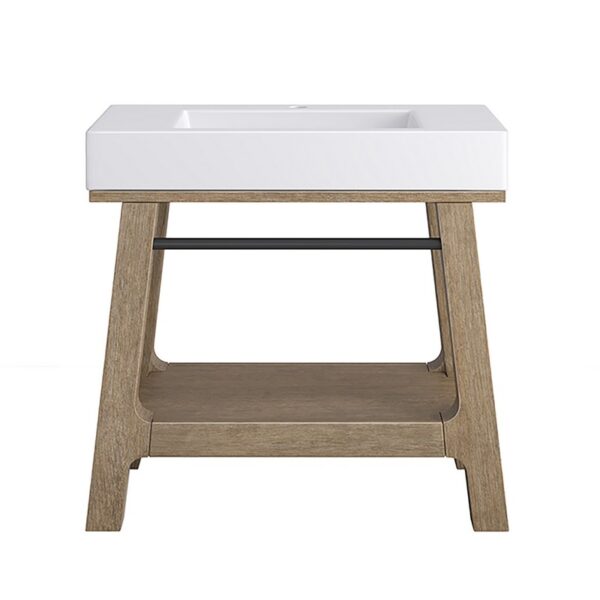 James Martin JM 165-V36-WTB Auburn 35 7/8 Inch Weathered Timber Console Vanity with Black Matte Mineral Composite Top