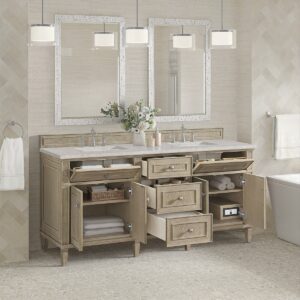 James Martin JM 424-V72 Lorelai 72 Inch Free-Standing Double Sink Bathroom Vanity with 3 CM Top