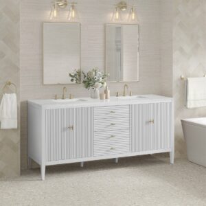 James Martin JM 485-V72 Myrrin 72 Inch Free-Standing Double Sink Bathroom Vanity with 3 CM Top