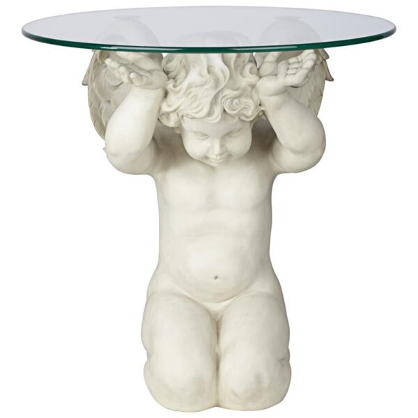 Design Toscano JQ8534 21 Inch Cherubs Care Glass Topped Table