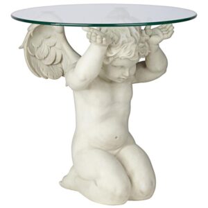 Design Toscano JQ8534 21 Inch Cherubs Care Glass Topped Table