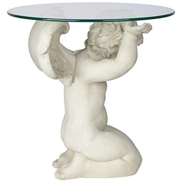 Design Toscano JQ8534 21 Inch Cherubs Care Glass Topped Table