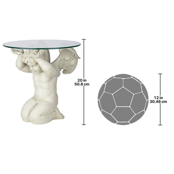 Design Toscano JQ8534 21 Inch Cherubs Care Glass Topped Table