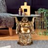 Design Toscano JQ9849 21 Inch Jolly Hotei Buddha Glass Topped Table