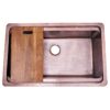 Nantucket Sinks KCH-PS-3220 Brightwork Collection 32 Inch Hand Hammerd Copper Prepstation Kitchen Sink with Acacia Wood Cutting Board