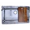 Nantucket Sinks KSSH-PS-3220 Brightwork Collection 32 Inch Hand Hammered Kitchen Sink with Acacia Wood Cutting Board