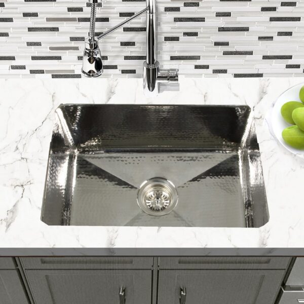 Nantucket Sinks KSSH2318-9 23 Inch Hammered Stainless Steel Rectangle Kitchen/Laundry Sink