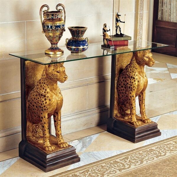 Design Toscano KY559534 55 Inch Royal Egyptian Cheetah Console